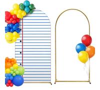 VitalCozy 2 Pcs Preschool Back to School Decoration with Arch Stand Notebook Backdrop Kindergarten Pre-k Classroom Spandex Arch Stand Covers for Welcome Back Party Decor Photo Props(6.6 ft)