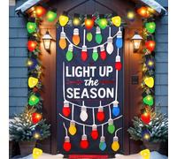 VitalCozy 3 Pcs Christmas Door Cover Decoration 6.5 x 3 ft Colorful Felt Christmas Bulb Garland with LED String Lights Xmas Hanging Backdrop Background for Holiday Winter New Year Party Door Decor