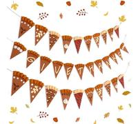 VitalCozy 3 Pcs Felt Pumpkin Pie Banner Thanksgiving Party Decorations, 2 Pcs 4ft Fall Harvest Home Mantel Decor, 4.8ft Friendsgiving Hanging Garland with 3D Pie Slices Flag for Autumn Parties