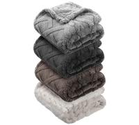 VitalCozy 4 Pcs Fleece Baby Blankets 3D Plush Soft Newborn,Dark Color