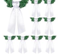 VitalCozy 8 Pcs Wreath Sash for Front Door Blank Wreath Sash Accessories Embroidery Plain Blanks for Embroidery Monogram Party Farmhouse Indoor Outdoor Wedding Decor(5" x 43.98", White)