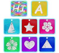 VitalCozy 8 Pieces Sequin Sensory Mats Sequin Fabric Wall Panel 8" Assorted Tactile Flip Sensory Tiles Pads Play Mat Educational Fabric for Tactile Play