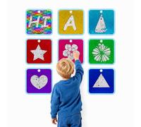 VitalCozy 8 Pieces Sequin Sensory Mats Sequin Fabric Wall Panel 8" Assorted Tactile Flip Sensory Tiles Pads Play Mat Educational Fabric for Tactile Play