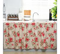 VitalCozy Cabinet Curtains 28" W x 51" L Sink Skirt for Bathroom Kitchen Vintage Rose Floral Cabinet Curtains for Classroom Home Farmhouse Rustic Drape Under Desk Privacy Drape for Laundry Room