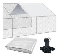 VitalCozy Chicken Coop Cover 11.5 x 6.6 ft, Weather Resistant, White, Fits Various Shapes, Easy Installation, Includes 50 Pcs Ball Bungees Cords