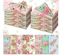 VitalCozy Cloth Napkins 15 x 15 Inch Plants Butterfly Soft Reusable Napkin Country French Cotton Dinner Towel Decorative Washable Towels for Spring Summer Fall Party(Pink Flower,24 Pcs)