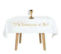 VitalCozy Large in Remembrance of Me Altar Frontal 88.2x52in Holy Communion Table Cloth Cover White Rectangle Communion Table Cloths for Church for Gatherings Baptism Ceremonies (Gold Embroidery)
