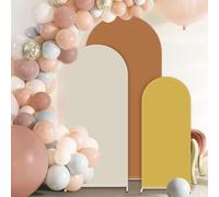 VitalCozy Set of 3 Wedding Arch Cover 4/5/6ft Fabric Arch Backdrop Cover Double Sided Fitted Spandex for Arch Frame Balloon Baby Shower Birthday, Frame Not Included (Mixed Colors)