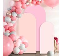 VitalCozy Set of 3 Wedding Arch Cover 4/5/6ft Fabric Arch Backdrop Cover Double Sided Fitted Spandex for Arch Frame Balloon Baby Shower Birthday, Frame Not Included (Pink)