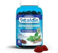VITALDIN Ashwagandha Gummies - 300 mg Ashwagandha Root Extract KSM-66 & 1.000 IU Vitamin D2 - 60 Chewable Gummies (1 Month Supply) Berries Flavour - Anti-Stress adaptogen; Calm and Relaxation - Vegan