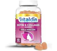 VITALDIN Biotin & Collagen Gummies - Gluten Free - 60 Gummies | Beauty Gummies with 2500 mcg Biotin, 100 mg Collagen & Vitamins C + E; Support Hair & Skin; 1 Month; Citrus Flavour.