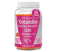 VITALDIN Coenzyme Q10 Gummies 200mg - Gluten Free - 50 Gummies | Antioxidant Beauty Gummies; with CoQ10 and Vitamin C + E; Gluten Free; 1 Month; Peach Flavour.