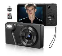 Vitaler Digital Camera with Front Rear Lens, Autofocus 64MP 4K Camera for Photography with 32GB Card, Portable Compact Point and Shoot Camera for Teens Adult Beginner with Metal Shell, 2000mAh Battery