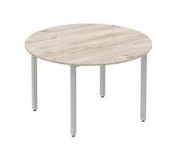 Vitali Circular Meeting Table (Square Legs), Grey Oak, Fully Installed