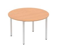 Vitali Circular Meeting Table (Square Legs), Oak, Express Delivery