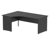 Vitali Nero Panel End Left Hand Ergonomic Office Desk, 180wx120/80dx73h (cm), Fully Installed