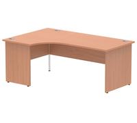 Vitali Panel End Left Hand Ergonomic Office Desk, 180wx120/80dx73h (cm), Beech