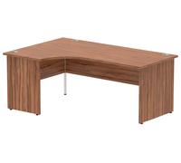 Vitali Panel End Left Hand Ergonomic Office Desk, 180wx120/80dx73h (cm), Walnut, Fully Installed