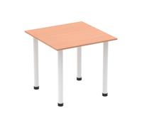 Vitali Square Meeting Table (Tubular Legs), White Frame, Beech