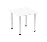 Vitali Square Meeting Table (Tubular Legs), White Frame, White