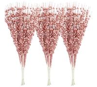 Vitalili 18 Pack Artificial Glitter Berry Stem Ornaments 15.7in Decorative Christmas Picks Glittery Bead Sticks Branches for Christmas Tree Decor DIY Wreath Crafts Home Decor (Rose Gold)