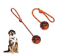Vitalili 2Pcs Dog Training Ball on Rope - Exercise & Reward Toy for Dogs - Chew, Pull, Throw, Tug & Fetch - Belgian Malinois Gifts