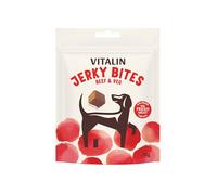 Vitalin Natural Dog Treats - Beef & Veg Jerky Bites with 70% Fresh Meat & Sweet Potato - High-Protein Puppy Treats & Training Rewards for Puppies & Adult Dogs - Air-Dried, 70g Pack of 6