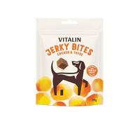 Vitalin Natural Dog Treats - Chicken and Thyme Jerky Bites with 70% Fresh Meat & Sweet Potato - High-Protein Puppy Treats & Training Rewards for Puppies & Adult Dogs - Air-Dried, 70g Pack of 6