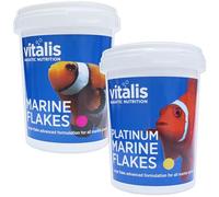 Vitalis Platinum Marine Flakes 40g & Marine Flakes 40g for Marine Reef Fish Food Aquarium Tank