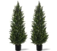 Vitalismo Artificial Cedar Trees 2 Set - Realistic Fake Plants Indoor Outdoor with PE Leaves, Large Evergreen Pine Topiary Shrubs for Living Room Entrance Patio Garden Home Office Christmas Decor
