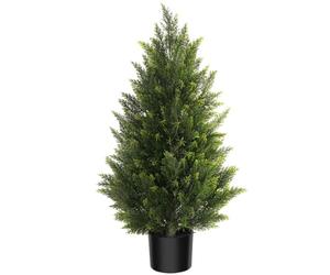Vitalismo Artificial Topiary Cedar Tree 90cm, Realistic Fake Plants Indoor Outdoor with PE Leaves, Faux Boxwood Evergreen Pine Shrubs Bushes for Entrance Patio Garden Home Office Christmas Decor