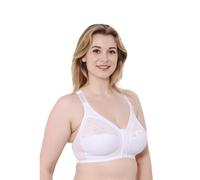 Vitality Care Front Fastening Bra, Wire-Free Full Coverage with Floral Lace, Cotton Lining, Racerback Support for Post-Surgery Recovery, Plus Size, White, 42E