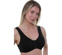 Vitality Care Front Fastening Cotton Rich Bra, Black, Post Surgery Support, Wire Free, Size 36