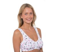 Vitality Care Front Fastening Cotton Rich Bra for Women B-DD Cups Full Coverage Post Surgery Plus Size 34-48 White Floral