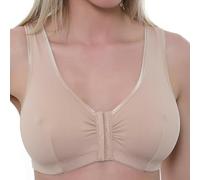 Vitality Care Front Fastening Cotton Rich Bra for Women, Non Wired Post Surgery, Soft Stretch Wirefree, Multi Cup B-DD, Plus Size, Easy Open Front Closure Nude