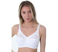 Vitality Care Lace Print Full Coverage Non-Wired Non-Padded Bra for Plus Size Women with Wide Adjustable Straps in White, Sizes 34-46, D DD E F G H J Cups