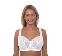 Vitality Care Ladies Full Coverage Floral Embroidered Lace Underwired Non-Padded Bra for Plus Size and Large Busts, Comfortable Adjustable Straps, Everyday Support Bra, Sizes 34-46, D-J Cups