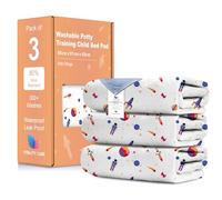 Vitality Care Potty Training Bed Pads, 100% Waterproof Bed Wetting Sheets, Machine Washable, Non-Slip with Tuck-in Flaps, 86 x 91 cm, Space Design, Single