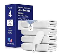 Vitality Care Washable Bed Pad with Tuck-In Flaps, 137x86 cm Double Size Reusable Mattress Protector for Incontinence, Bedwetting, 3 Litre Absorbency, White, Pack of 4