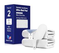 Vitality Care Washable Bed Protector, 100% Waterproof Mattress Cover, Reusable Incontinence Pad with Tuck-In Flaps, for Adults, Children, Elderly & Pets, 86x91cm, White, Pack of 2
