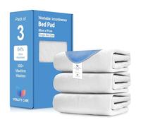 Vitality Care Waterproof Incontinence Bed Pad with Multi-Layer Absorbent Construction and Non-Slip Backing, White, 86x91cm (Pack of 3)