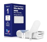 Vitality Care Waterproof Mattress Protector, Washable Bed Pad for Incontinence, 8 Cups Absorbency, Fitted Design with Tuck-In Flaps, Double Bed Size 86x137 cm, White