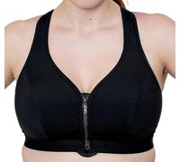 Vitality Care Women's High Impact Sports Bra Front Zip Full Coverage Wire-Free Plus Size Sports Bra 42DD Black