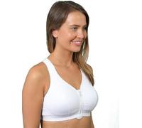 Vitality Care Women's High Impact Sports Bra Front Zip Non-Wired Full Coverage Double Layer Mesh Back Adjustable Straps for Gym Running Yoga White 46E