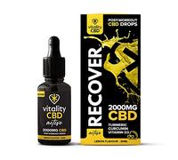 Vitality CBD Active Recover Drops with Turmeric, Vitamin D3, 2000mg of CBD, Lemon Flavour, 30ml, NO THC