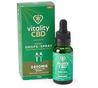 Vitality CBD Drops and Spray in MCT Oil 2400mg of CBD, Natural, 30 ml, NO THC