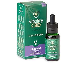 Vitality CBD Oral Drops in hempseed Oil, 1200 mg, Berry, 30ml, NO THC