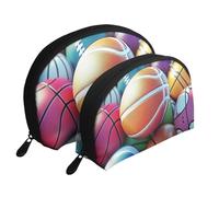 Vitality Comics Basketball, Football Printed Makeup Bags 2-Piece Portable Shell Travel Toiletry Bag