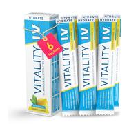 Vitality IV Hydration Drink Mix Lemon Flavor | 6 x 9g Electrolytes Sachets | Zero Sugar, Zero Caffeine | Vegan-Friendly Energy & Hydration Booster | 12 Vitamins & Minerals