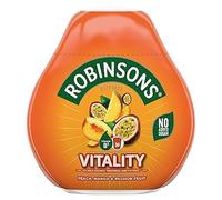 Vitality Peach, Robinsons Mango & Passion Fruit with Vitamin B3 Real Fruit Juice Benefit Drops, 66 ml - No Added Sugar - Real Fruit in Every Drop (Pack of 1)